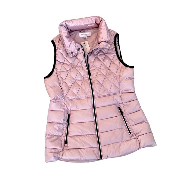 Philosophy Jackets & Blazers - Philosophy Blush & Black Puffer Vest Zip Closure Size M NWT